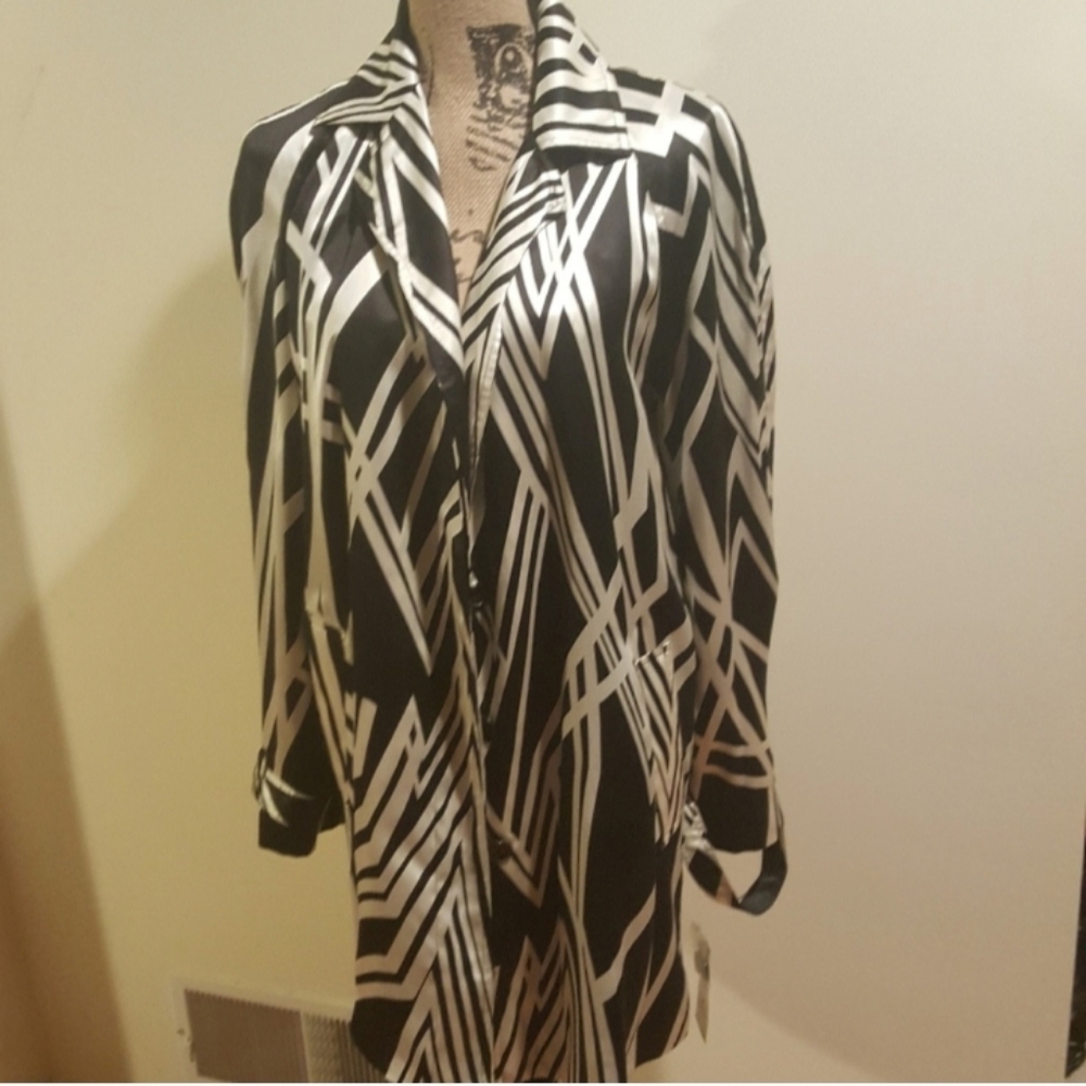 Vintage 2000s NWT Deadstock Jones New York Abstract Silk Blend Trench Coat